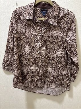 Westbound Brown Patterned Cotton Button-Up Shirt